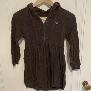 Vintage Y2K Hollister Babydoll Sweater Women Medium Brown Cable Bella Swan Hood